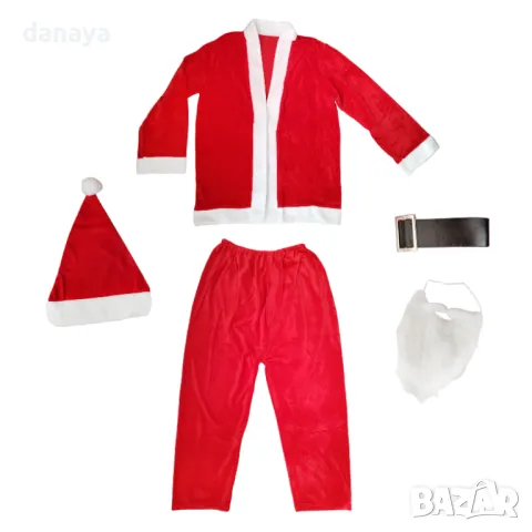 5284 Плюшен костюм на Дядо Коледа за възрастни, 5 части комплект, снимка 2 - Други - 47544482