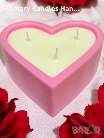 Свещ “ Розово сърце”, снимка 4 - Декорация за дома - 53222893