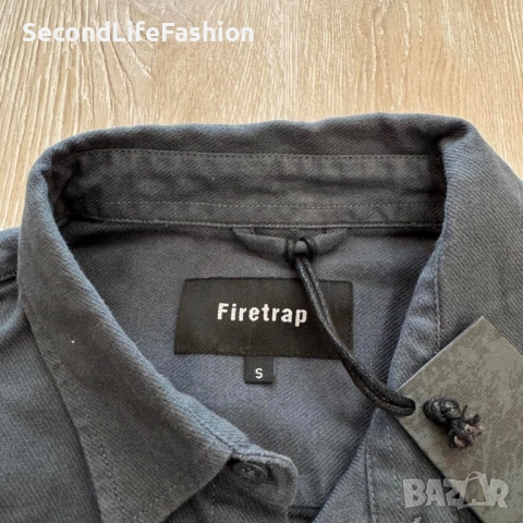 Мъжка риза Firetrap Tanner тъмно сив цвят размер S, снимка 2 - Ризи - 52287701