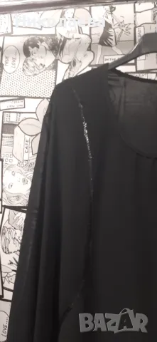 Елегатна Макси туника от ефирен шифон и пайети в черно! Размери: 62 и 64!, снимка 8 - Туники - 48114537