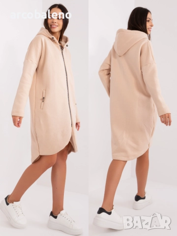 Дамски дълъг преходен суичър с качулка и цип Tina, 5цвята , снимка 17 - Суичъри - 52930895