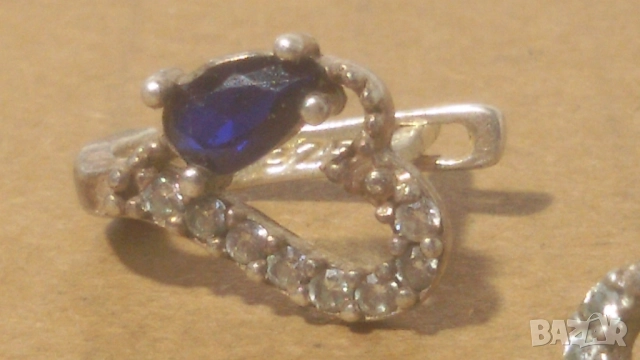 Две сребърни обици 925 със сини камъни, снимка 5 - Обеци - 51509846