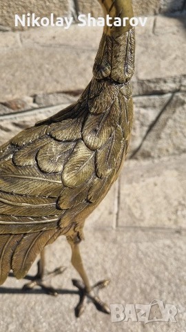 бронзова скулптура. фигура на чапла , снимка 2 - Декорация за дома - 54328867