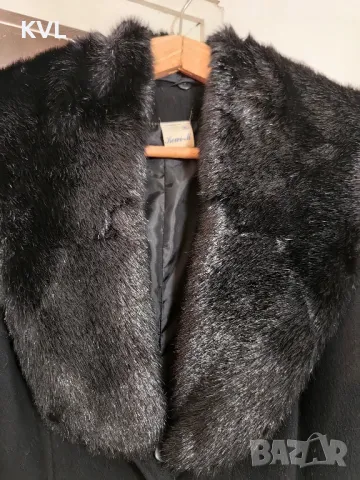 Дълго черно палто, XL, снимка 5 - Палта, манта - 48407695