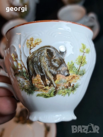 чешки порцеланов сервиз Bernadotte ловни мотиви  35/1, снимка 5 - Сервизи - 54176716