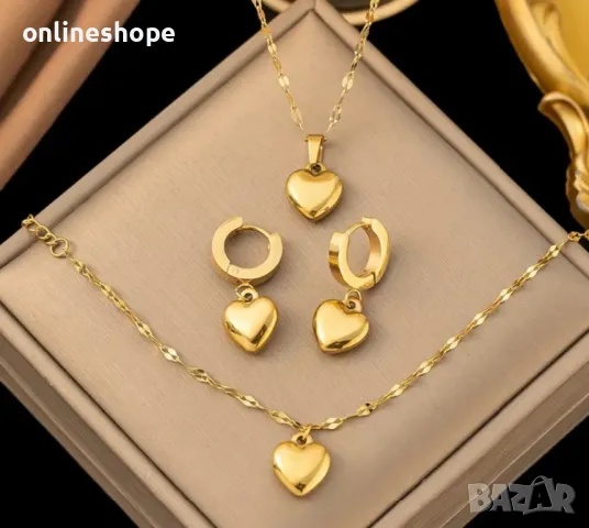 Комплект бижута с 18к златно покритие ( обеци , гривна , колие ) , снимка 1