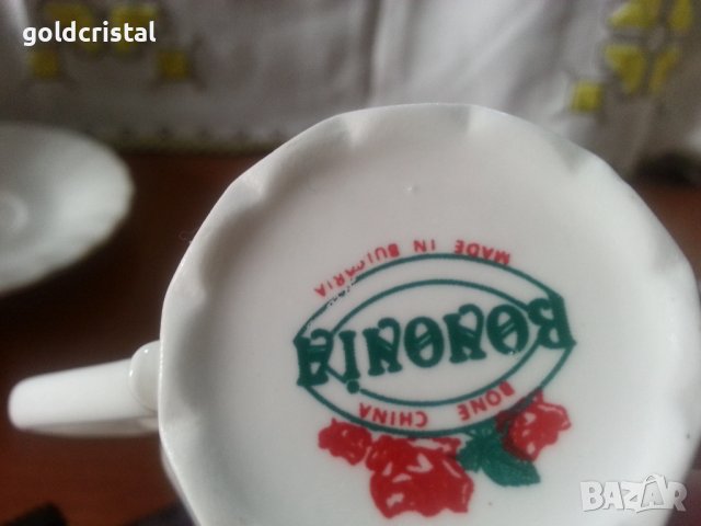 Български костен порцелан Бононя сет за чай  , снимка 5 - Антикварни и старинни предмети - 42678842