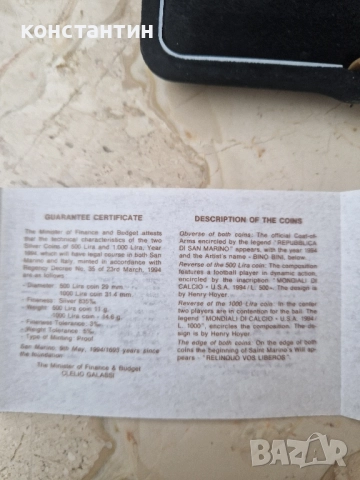 сребърни монети световното по футбол в САЩ 1994г, снимка 6 - Нумизматика и бонистика - 52343252