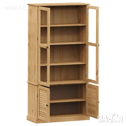 vidaXL Стъклен шкаф витрина VIGO 85x35x170 см бор масив, снимка 5 - Секции и витрини - 56147327
