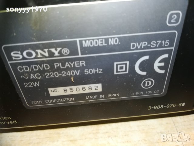 sony DVP-S715 cd/dvd player-gold 0501211721, снимка 8 - Ресийвъри, усилватели, смесителни пултове - 31318693