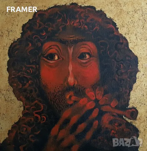 Митко Димитров 1946-2022 Музикант Орфей 1990те години маслени бои, снимка 2 - Картини - 48604644