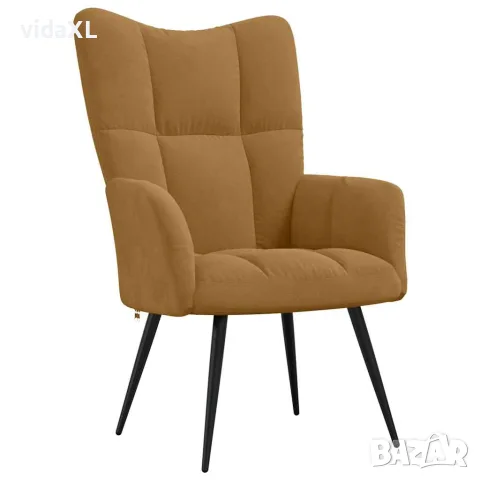 vidaXL Стол за релакс с табуретка, кафяв, кадифе, снимка 6 - Столове - 56146921