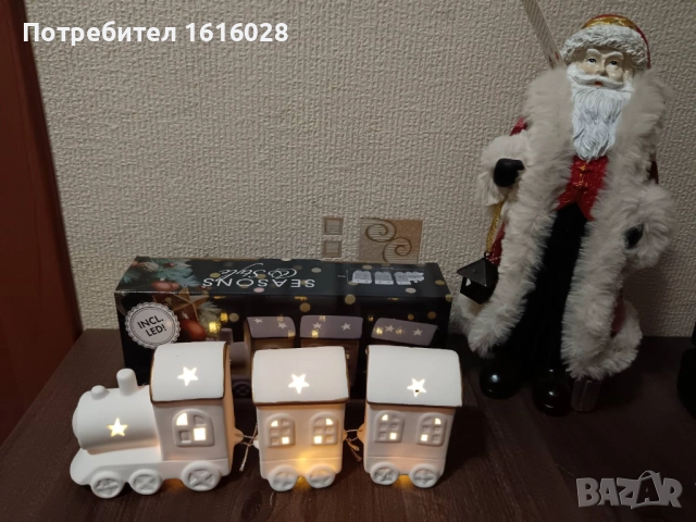 Керамичен Коледен светещ влак., снимка 2 - Декорация за дома - 52346515