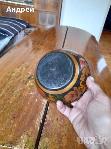 Стара дървена паница,хохлома #6, снимка 6 - Други ценни предмети - 52309779