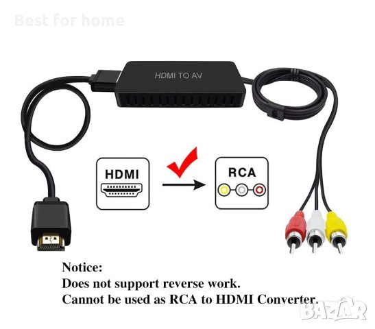Dingsun RCA към HDMI конвертор, композитен към HDMI конвертор, AV към HDMI адаптер, снимка 1 - Приемници и антени - 42430299