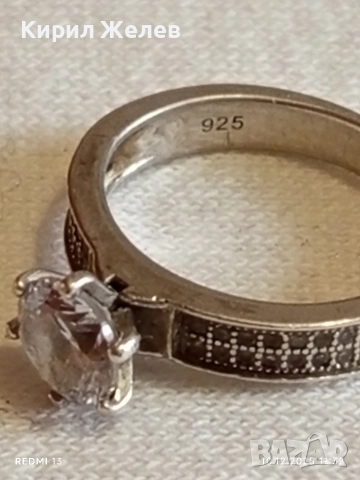 Елегантен сребърен пръстен с ювелирно инкрустирани цирконий ръчна изработка 34513, снимка 7 - Пръстени - 52719254