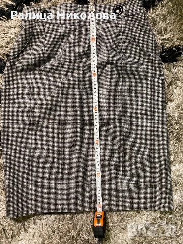 Дамска офис пола с висока талия пепит Л , снимка 4 - Поли - 52812658