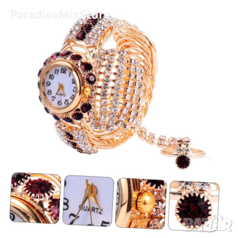 fashion 3v1 дамски часовник гривна и пръстен Цвета е според наличността в склада, снимка 3 - Бижутерийни комплекти - 44638863