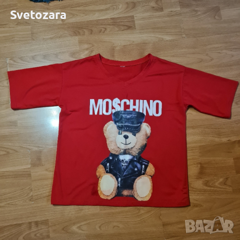 MOSCHINO червена тениска с мече , снимка 3 - Тениски - 44596425
