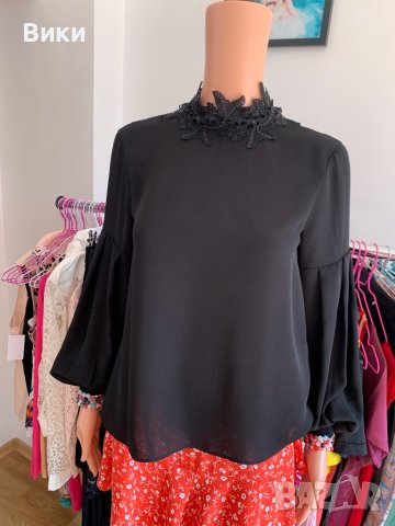 Черна блуза риза Zara , снимка 3 - Блузи с дълъг ръкав и пуловери - 40818802