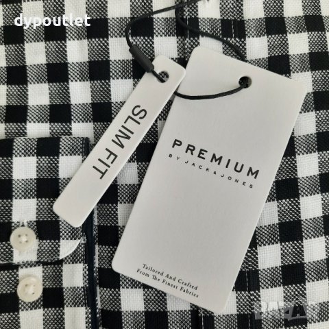 Мъжка риза каре  Jack & Jones Premium Slim Fit, размер - L.                           , снимка 3 - Ризи - 39267429