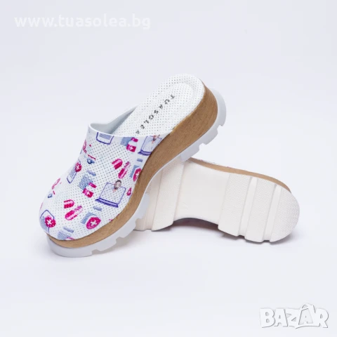 Анатомични чехли на платформа от естествена кожа | Марка Tuasolea, снимка 1