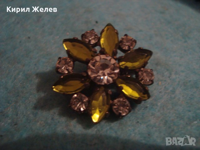СТАРА ФЛОРАЛНА АРТ НУВО БРОШКА - ЦВЕТЕ с ОЛИВИН и ЦИРКОН КАМЪНИ 27190, снимка 6 - Други - 34984067