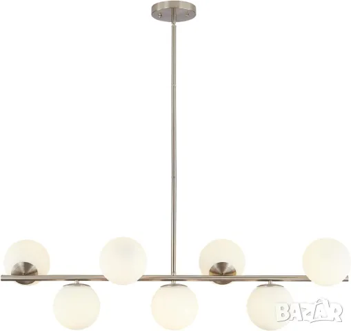 Модерен сребрист Висящ полилей с бял глобус осветление за (сребро)