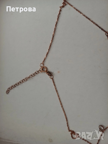 Нежно сребърно колие с розова позлата и камъни , снимка 5 - Колиета, медальони, синджири - 52041176