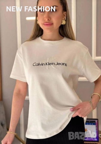 Разпродажба ✨ Дамски Памучни Тениски - лого Бродирано ✨ Calvin Klein , снимка 2 - Тениски - 51445247