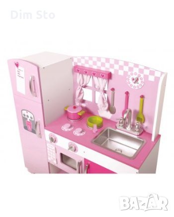 Детска кухня (дървена) - Classic World - Розова, снимка 4 - Играчки за стая - 35635533
