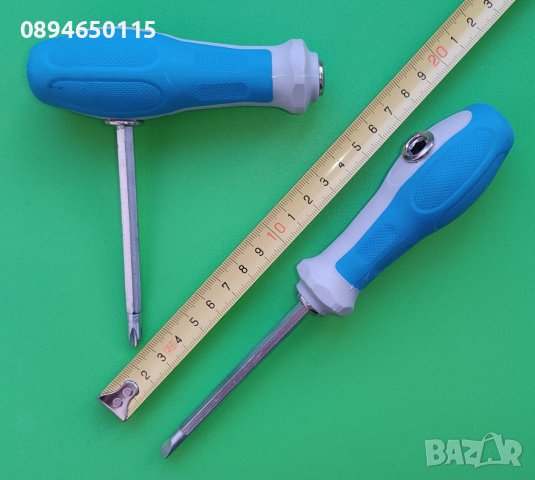 Отвертка комбинирана 2в1, кръстата, права, намагнитен връх, 6x100mm отверка, снимка 4 - Отвертки - 37298992