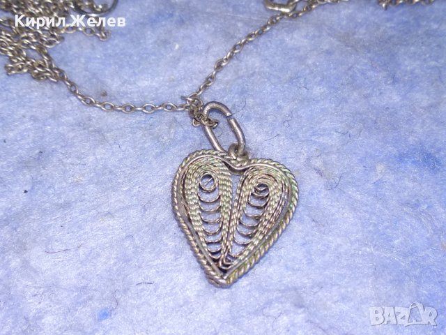 СТАРИНЕН СЪРЦЕВИДЕН МЕДАЛЬОН ФИЛИГРАННО СРЕБРО и СРЕБЪРНА ВЕРИЖКА СРЕБРО 835 МАЙСТОРСКА РАБОТА 29665, снимка 9 - Антикварни и старинни предмети - 40532546