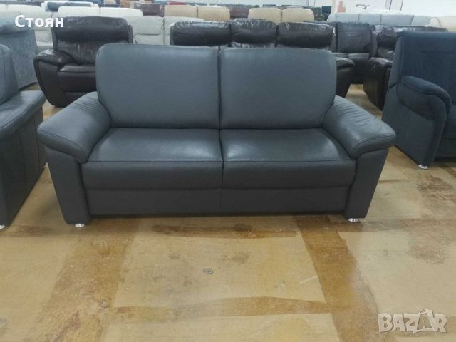 Нови Сиви кожени дивани "ТОТО" - тройка и двойка, снимка 7 - Дивани и мека мебел - 39393514