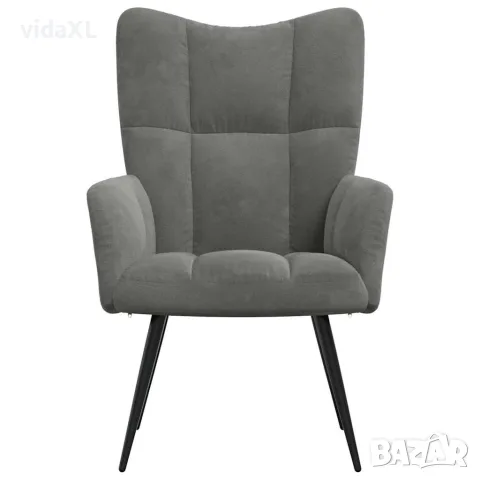 vidaXL Релаксиращ стол, тъмносив, кадифе, снимка 3 - Столове - 56146830
