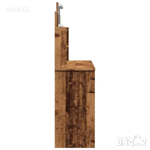 vidaXL Тоалетка с LED осветление Старо дърво 96x40x142 cm, снимка 8 - Тоалетки - 56148307