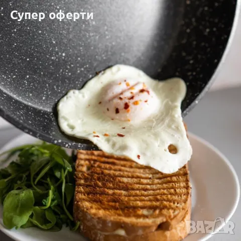 Тиган с капак Goldman Premium, Кован алуминий, Мраморно покр., снимка 6 - Съдове за готвене - 48686874