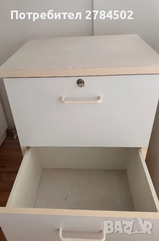 Бяло шкафче с две чекмеджета - 53х46х74 см, снимка 3 - Шкафове - 53218747