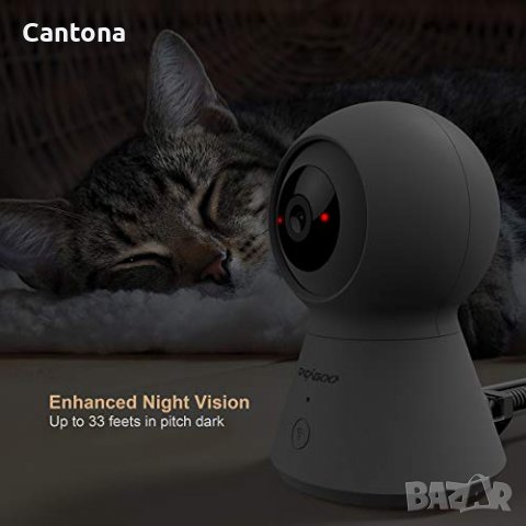 CACAGOO, WiFi камера 1080P IP камера, въртяща се, с детекция на движение, нощно виждане и двупосочно, снимка 9 - Камери - 40189649