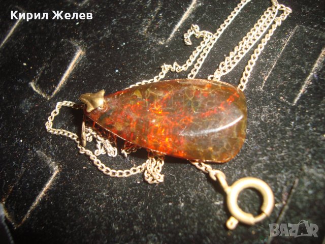 СТАРИНЕН КЕХЛИБАРЕН МЕДАЛЬОН АРТ ДЕКО 100% НАТУРАЛЕН БАЛТИЙСКИ КЕХЛИБАР с БРОНЗОВА ВЕРИЖКА 14980, снимка 2 - Антикварни и старинни предмети - 31196140