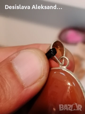 Колие със карнеол с обков със сребърно покритие , снимка 4 - Колиета, медальони, синджири - 51062012