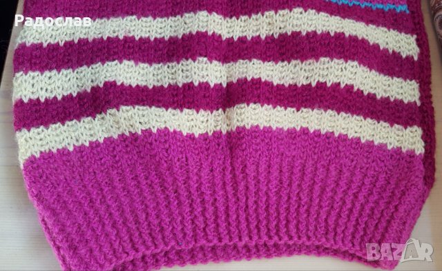 Детски ръчно плетен пуловер нов лилав 12 - 14 год, снимка 3 - Детски пуловери и жилетки - 36617214