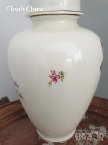 ALKA Bavaria Meissen 23см/АЛКА Бавария Майсен стара немска порцеланова ваза с капак-урна, снимка 10 - Вази - 55876499
