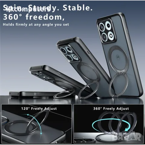 За Motorola Edge 70 Max 5G Матов Магнитен TPU PC Калъф Skin-Touch с 360° Въртяща Стойка и Скрийн Про, снимка 8 - Калъфи, кейсове - 55885614