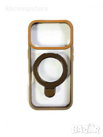 Калъф силикон MagStand Cover Прозрачен / Медно златна рамка / за iPhone 17 Pro Max 6.9 Баркод : 3132