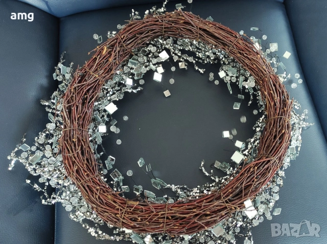 Декоративен Венец 40см - стъкло и огледало, снимка 3 - Декорация за дома - 51467859