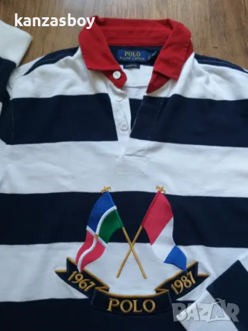 polo ralph lauren Rare Cross flag navy striped polo - страхотна мъжка блуза S, снимка 2 - Блузи - 48501873