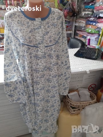 Нощница с дълъг ръкав и копчета размер 4ХЛ, снимка 2 - Нощници - 24102004