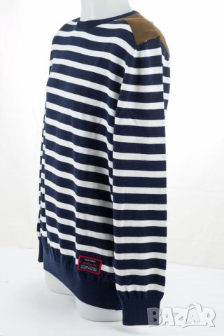 Раиран мъжки пуловер от памук в тъмносиньо и бяло Denim Culture - XL, снимка 3 - Пуловери - 42823920
