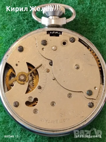 Стар джобен часовник INGERSOLL Made in Britain рядък за КОЛЕКЦИОНЕРИ 37177, снимка 7 - Антикварни и старинни предмети - 55829547